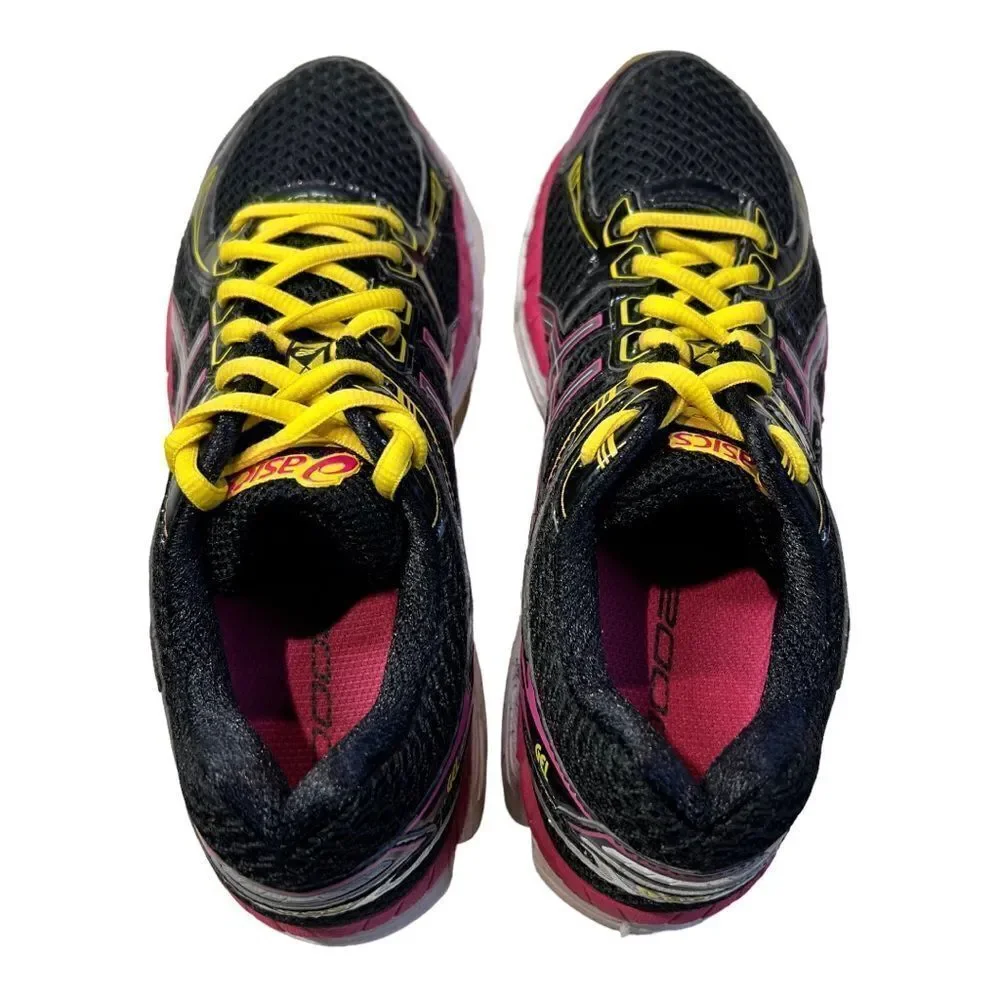 ASICS GT-2000 2 Women's Size 7.5 Black Pink Yellow Mesh Running Shoes T3P8N